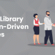 Text: research library for mission-driven businesses, image: business people shaking hands