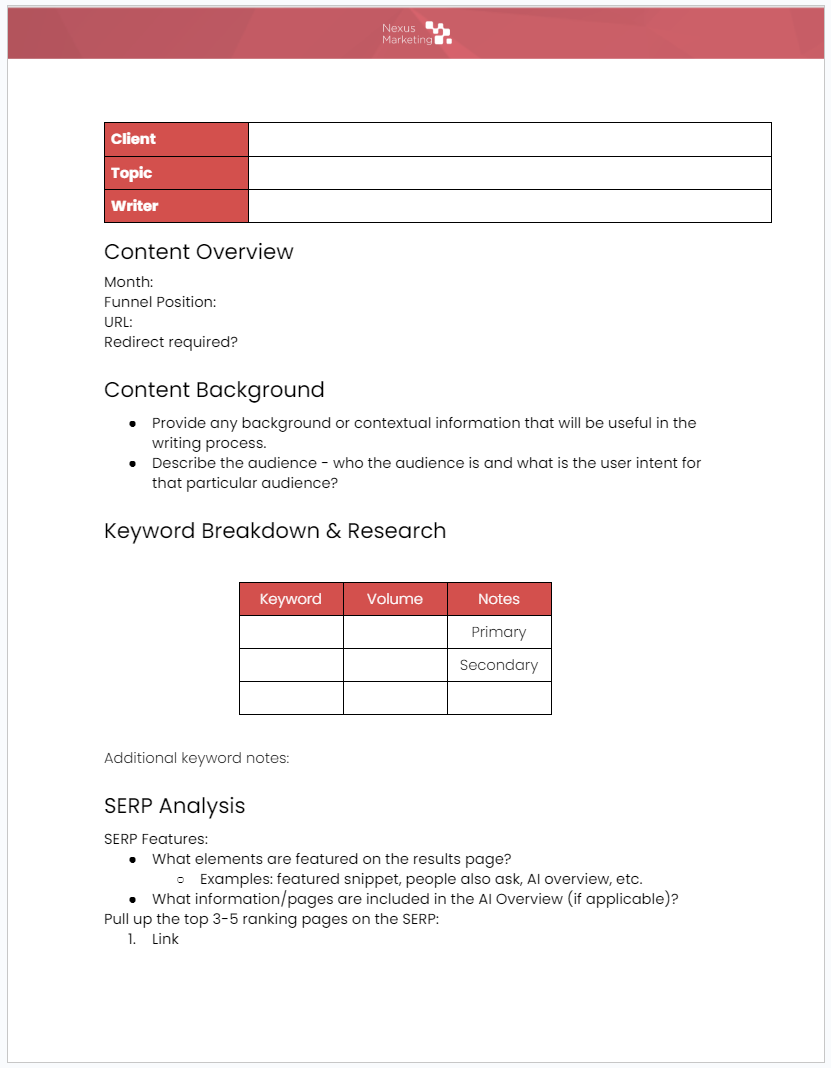 Content plan template