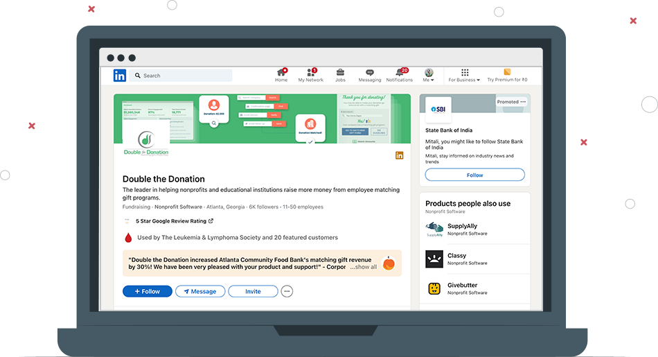 The Double the Donation company LinkedIn page