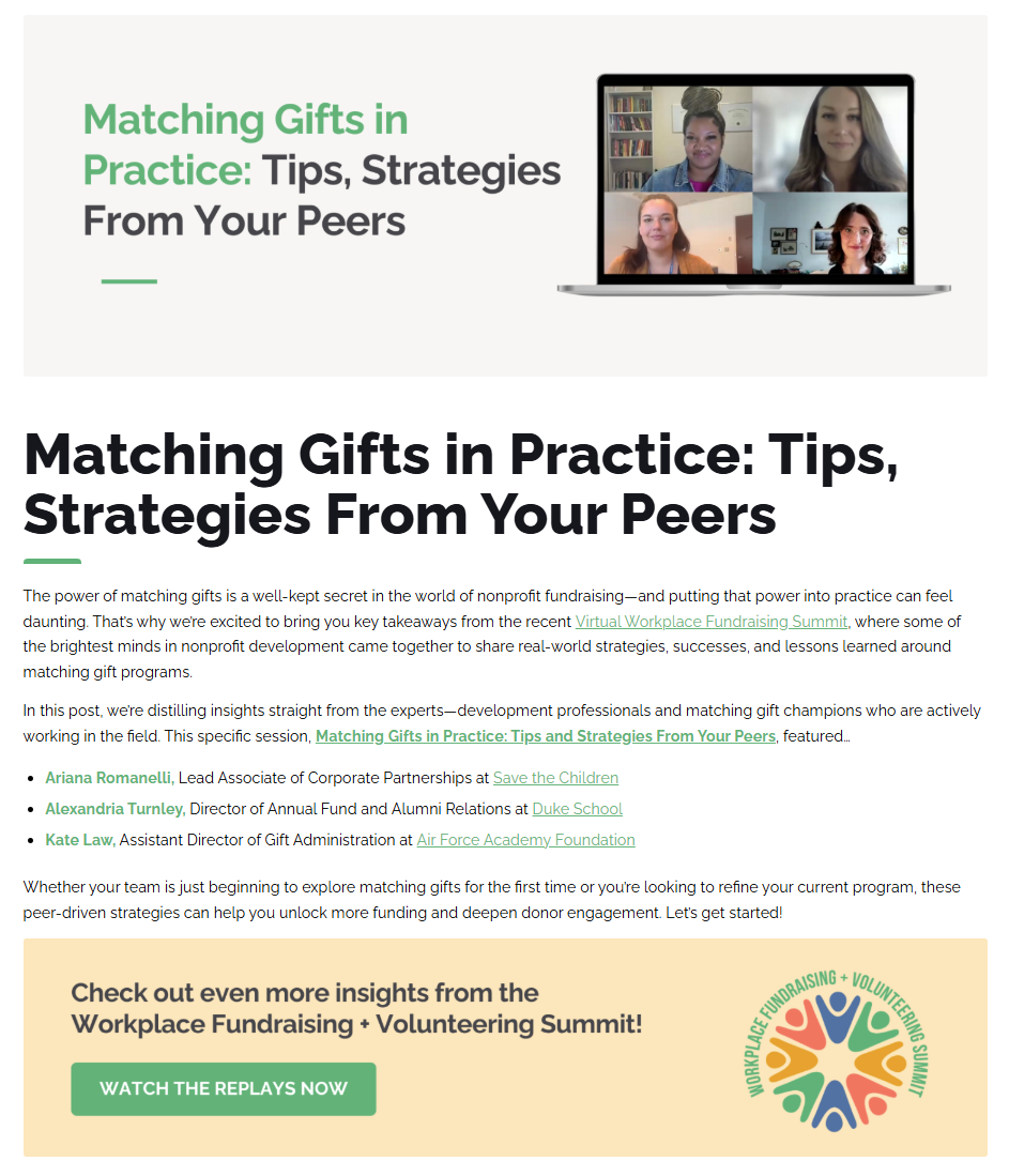 Double the Donation webinar recap post