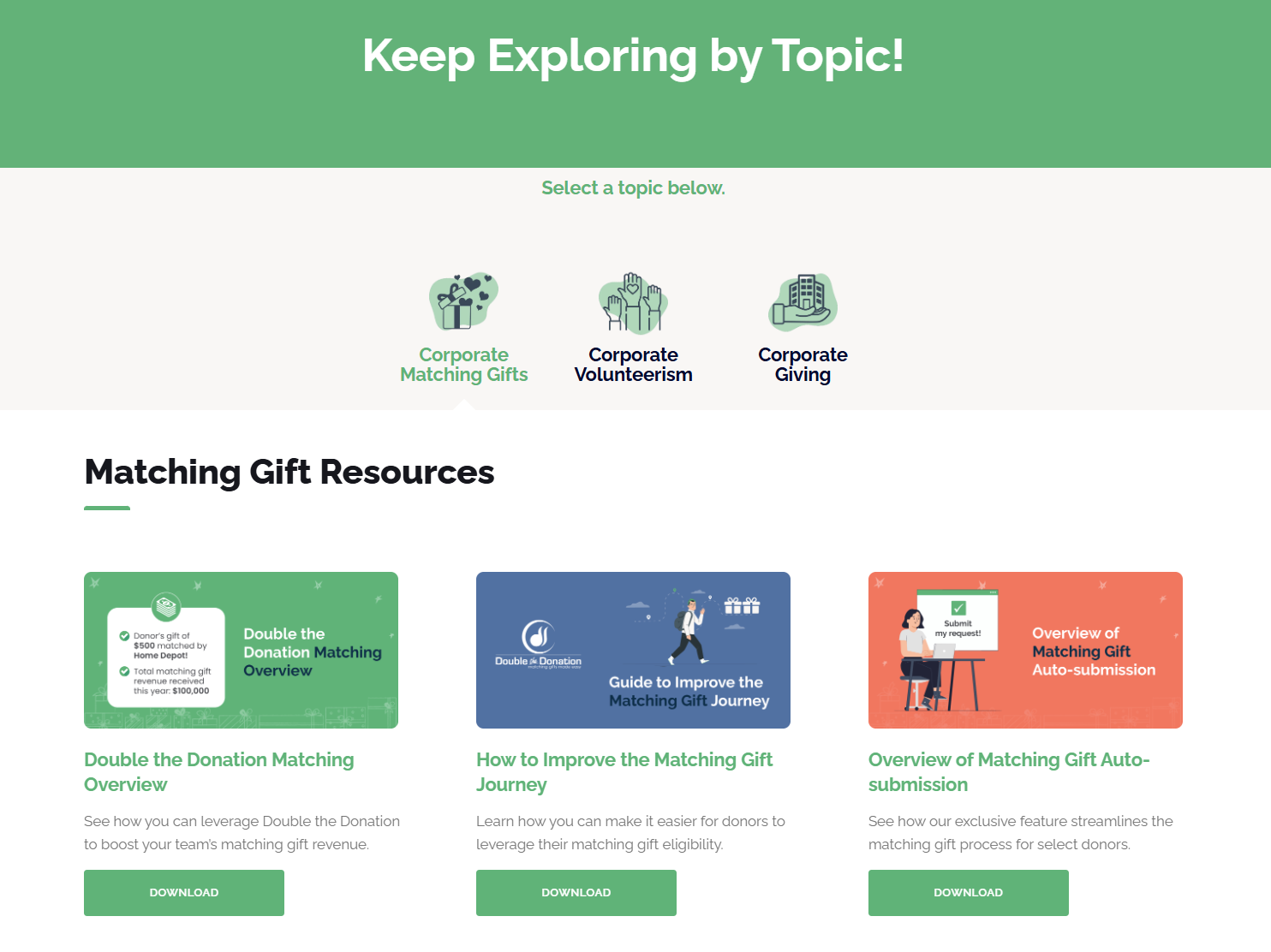 Double the Donation resource categories