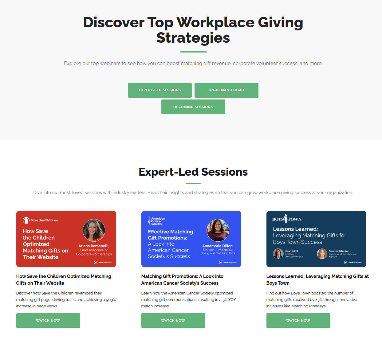 Double the Donation webinar page