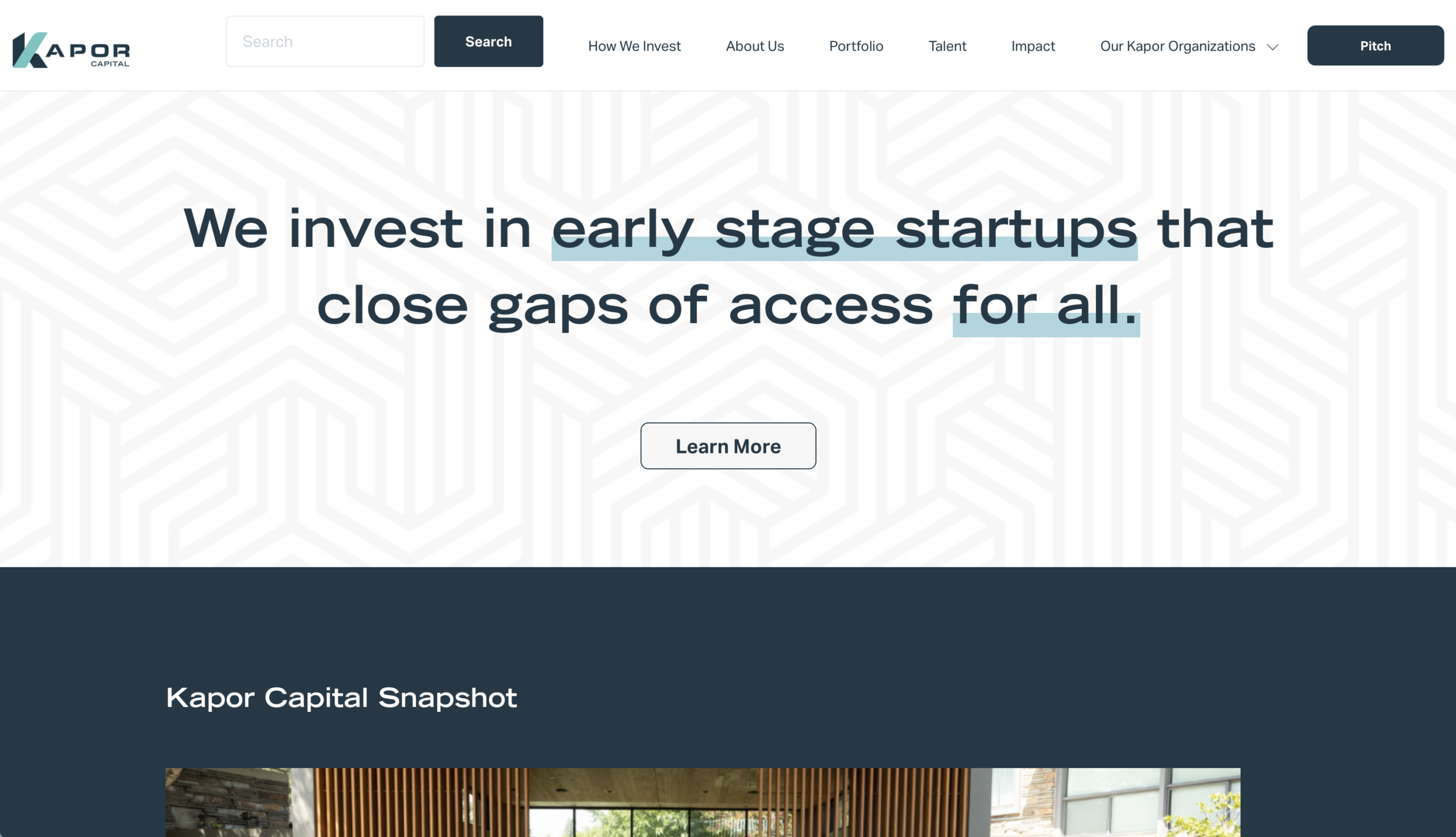 The Kapor Capital website homepage