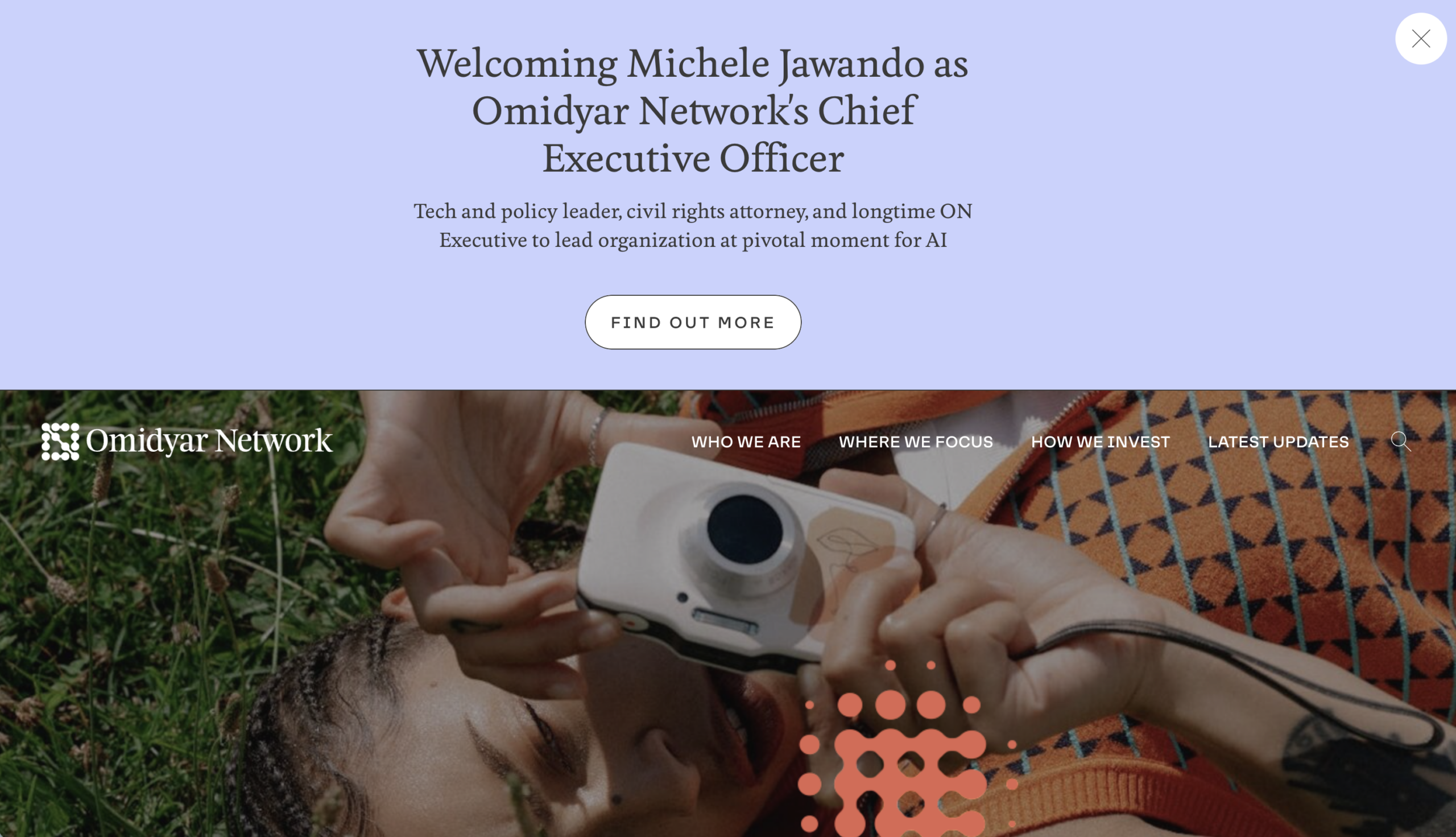 The Omidyar Network website homepage