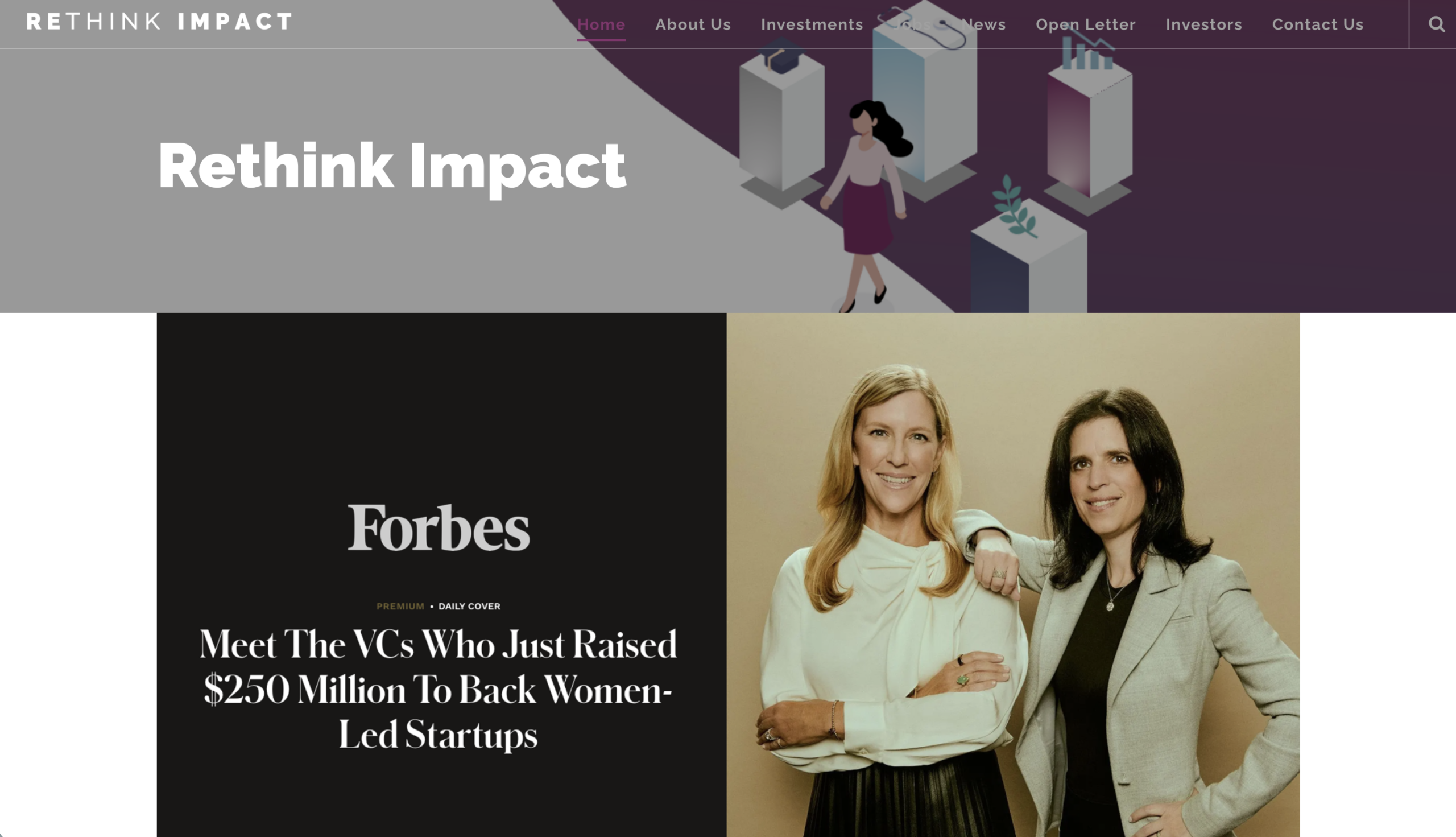 The Rethink Impact website homepage