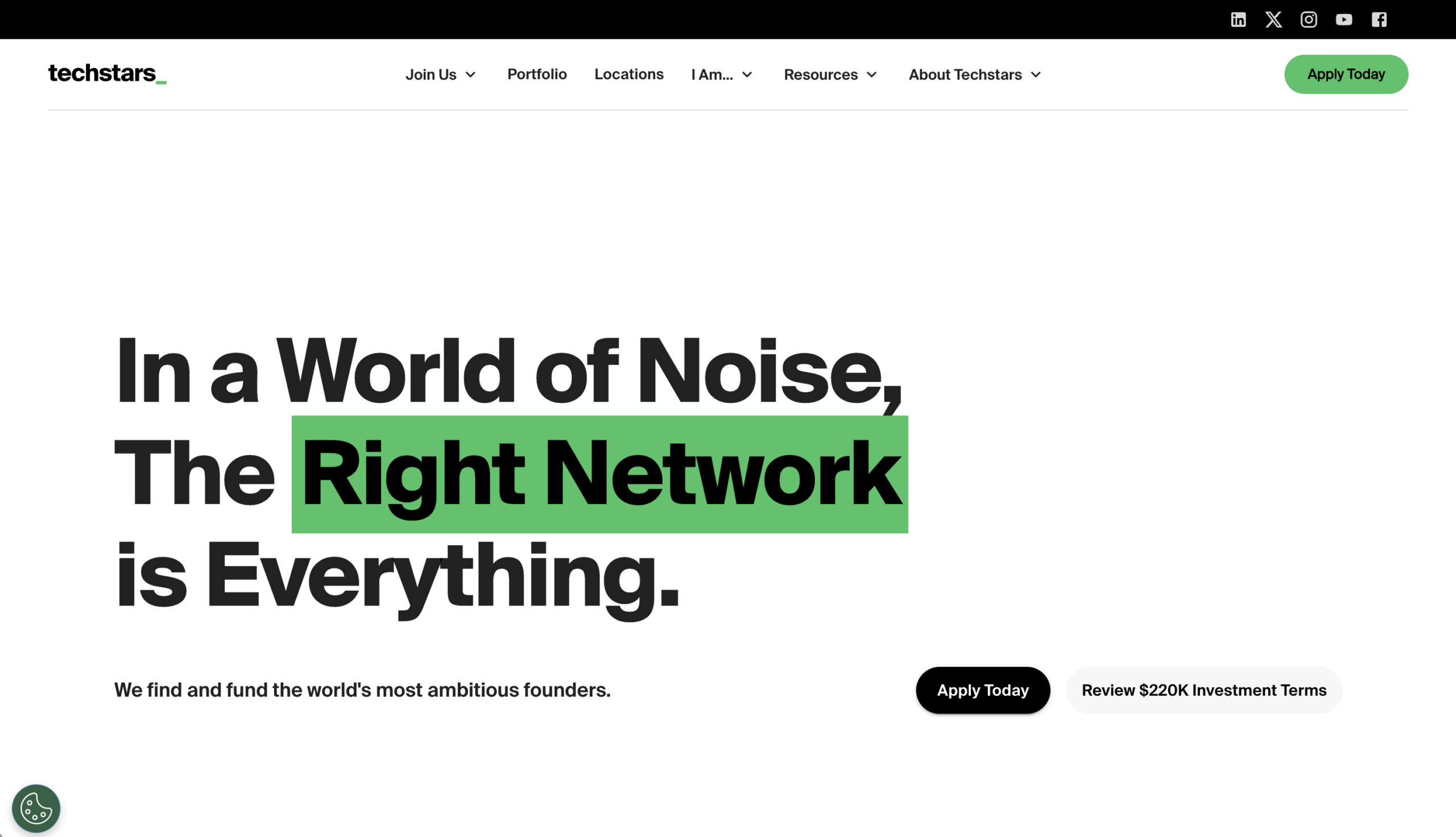 The TechStars website homepage