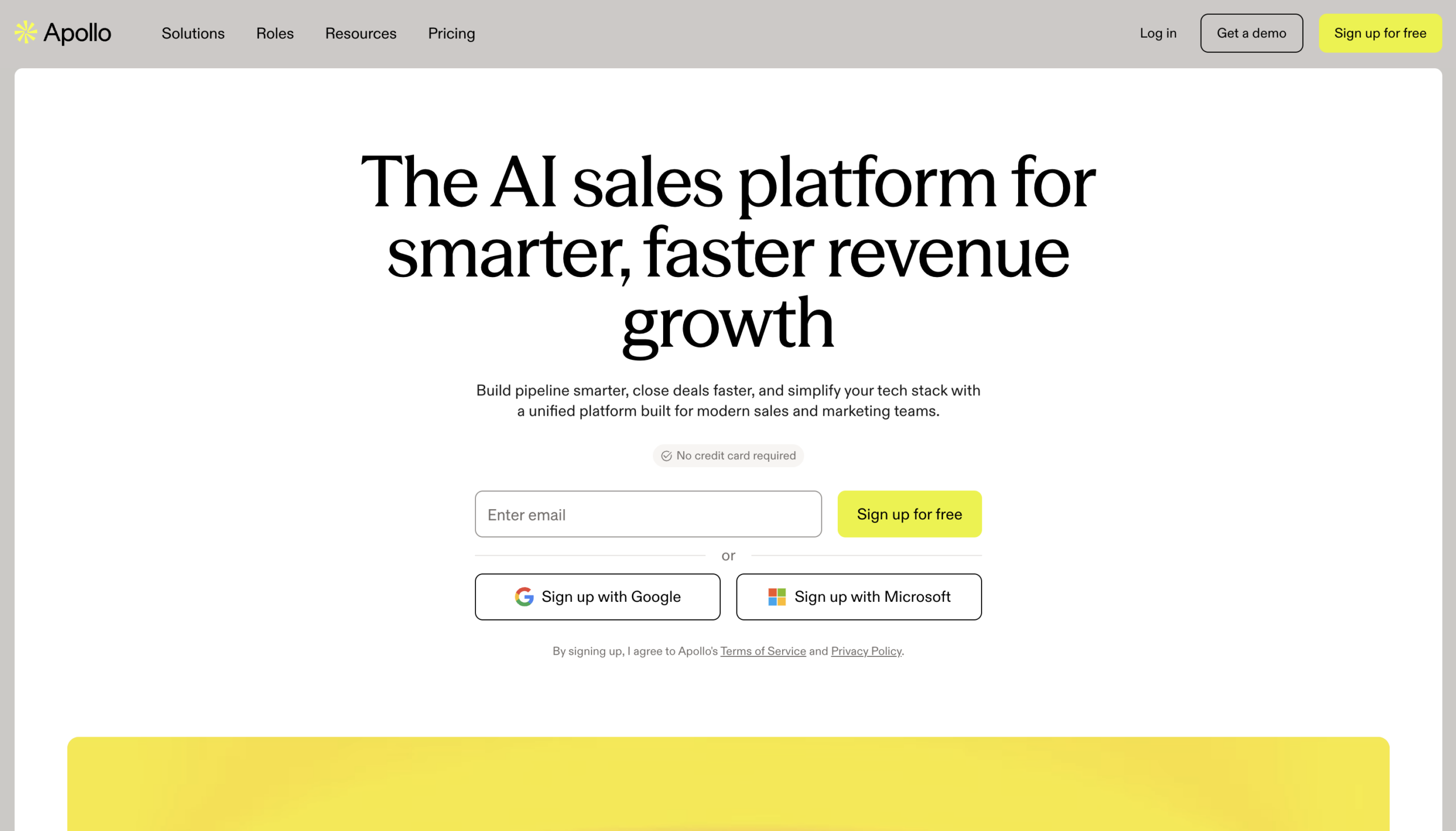 The Apollo website homepage