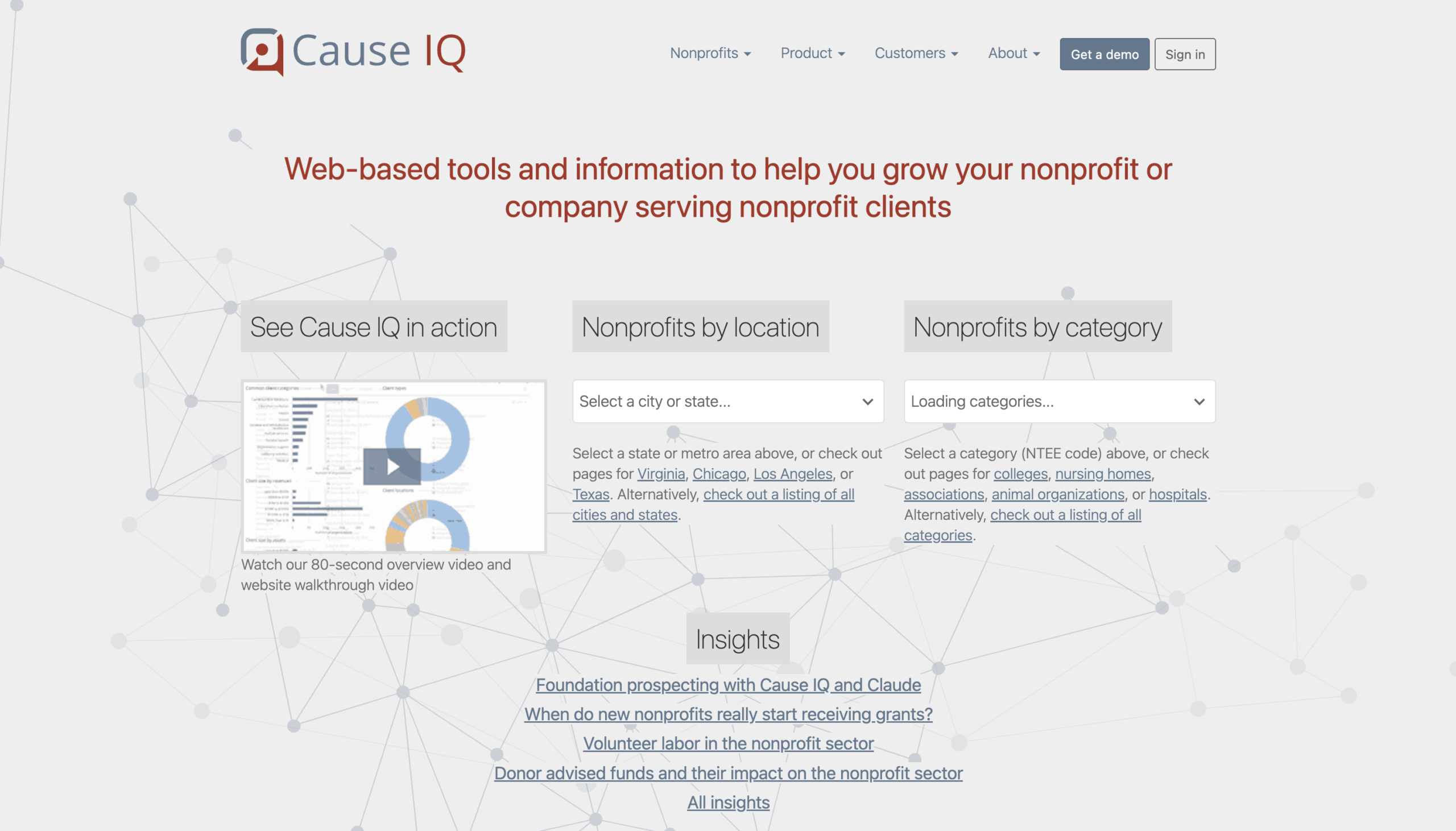 The CauseIQ website homepage
